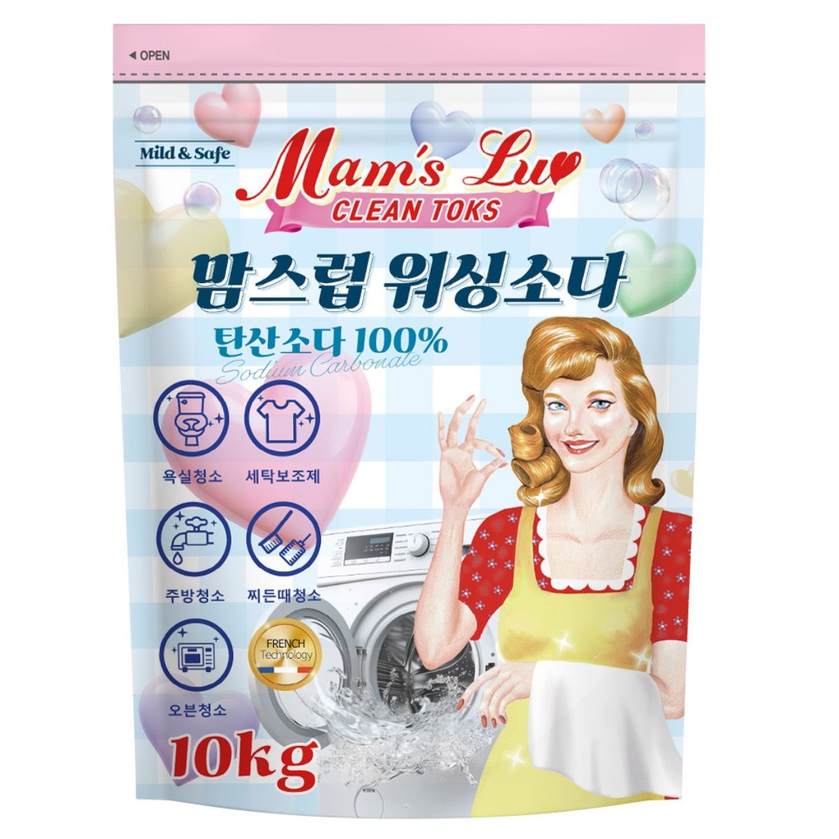 맘스럽 클린톡스 워싱소다 10kg [특대용량] 탄산소다 100% 초강력 세탁보조제 탈취인증  찌든때 박살  전문세탁소용 13,190원