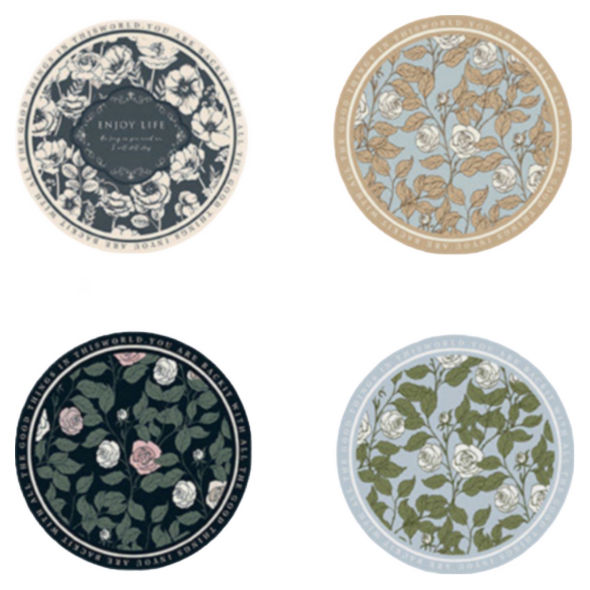 로투스비 엔틱 플라워 유럽풍 원형 컵받침 4P 세트, 혼합색상, 4P 세트(혼합색상), 1개, 현재가 12,800원