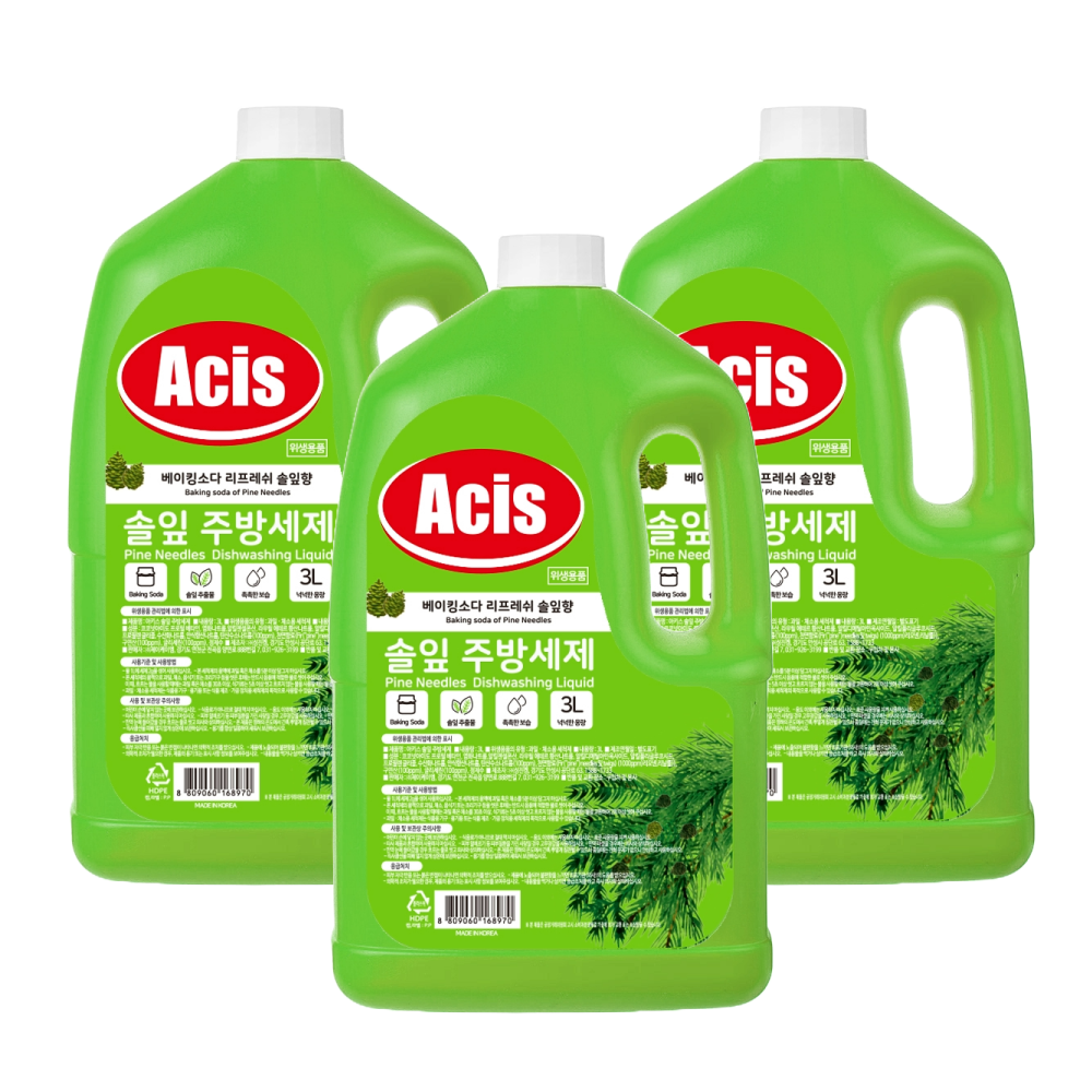 아키스 베이킹소다 주방세제 솔잎 대용량 3000ml 3개 천연유래 1종 20,200원