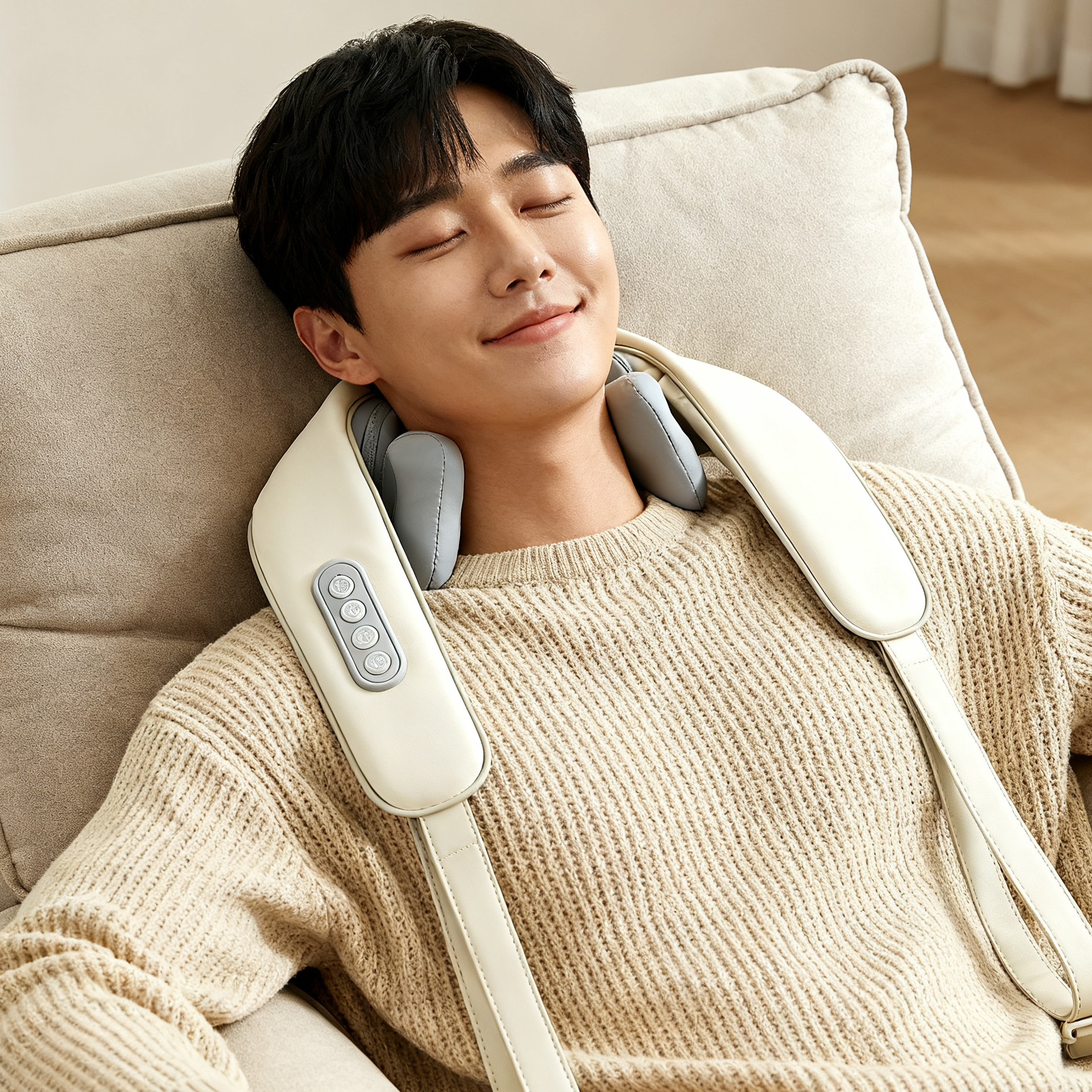 EXTEDRG 무선 어깨마사지기 대용량 전지 발열 기능 탑재 6개의 마사지볼 승모근 마사지기 목 어깨 안마기, KL-550, 크림색 73,890원