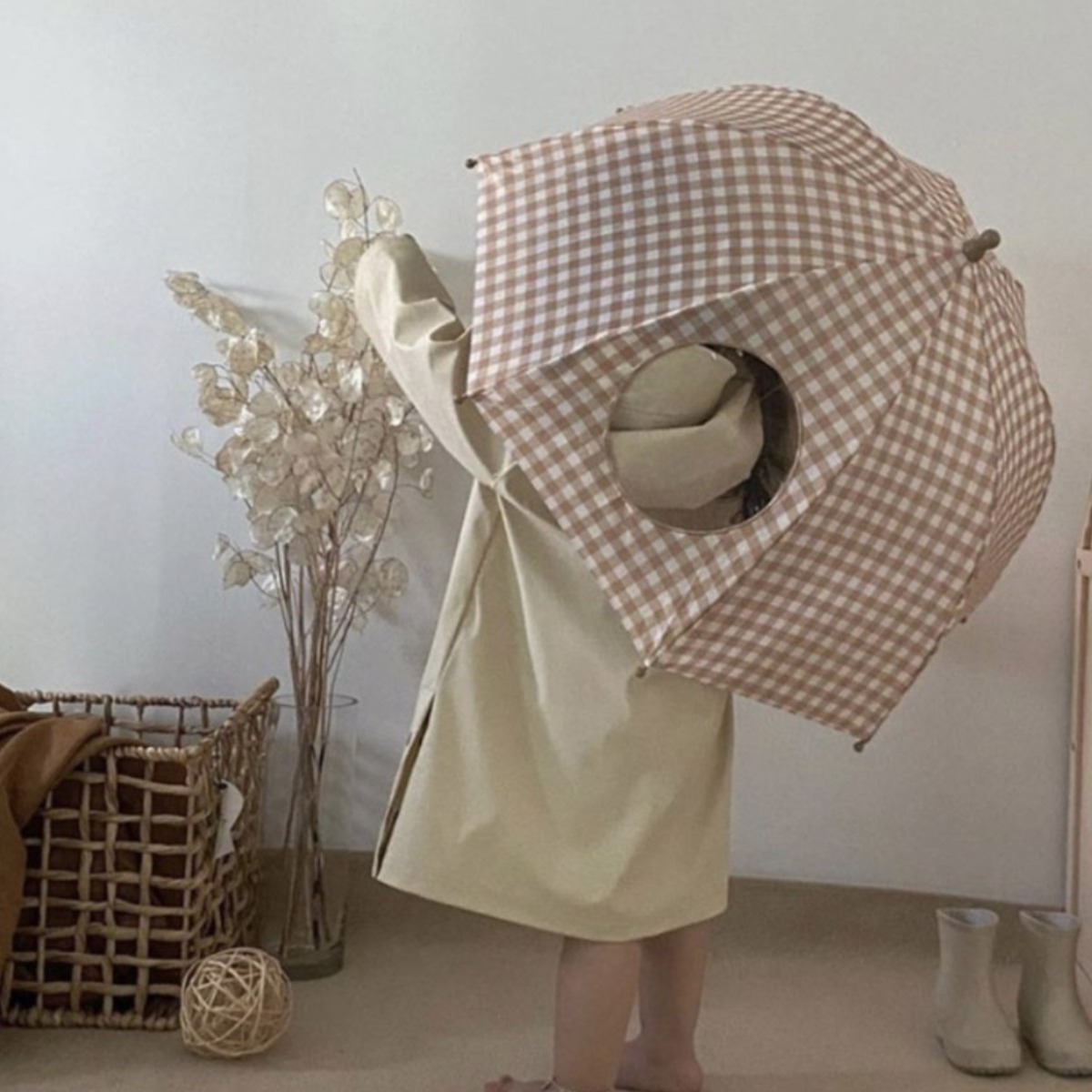 투윤 감성 체크 유아 우산 22,800원