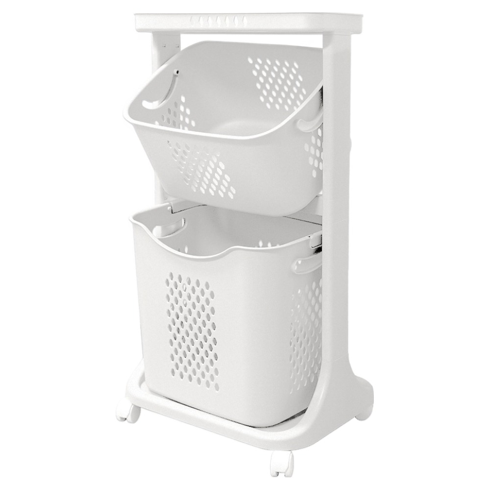 아임홈리빙 라인 스탠다드 2단 빨래바구니, 화이트 15,900원