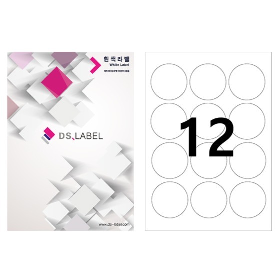 디에스라벨 원형 레이저잉크젯 흰색 DS1012, 12칸, 100개 7,370원