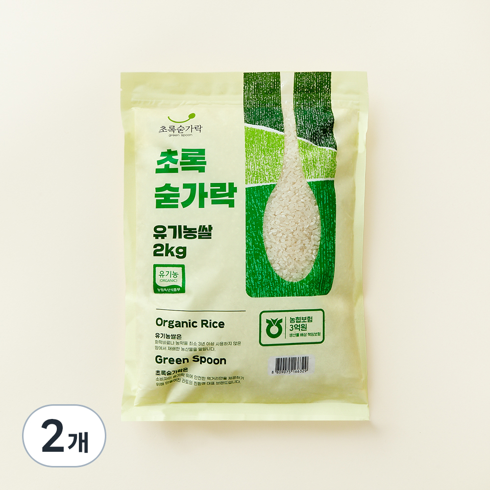 초록숟가락 신동진 유기농쌀, 2kg, 2개, 상등급 21,600원