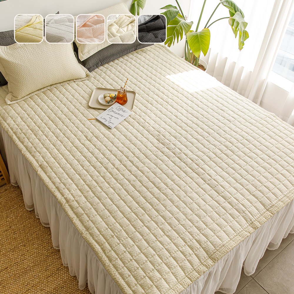 국산 여름 리빙캐슬 아이스크림 시어서커 침대패드, 베이지 26,800원
