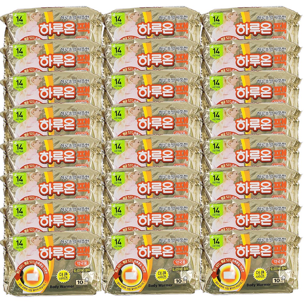 하루종일 따뜻한 하루온팩 (더큰사이즈/14시간) 10매입 /약국용 토르마린함유, 24개 98,000원