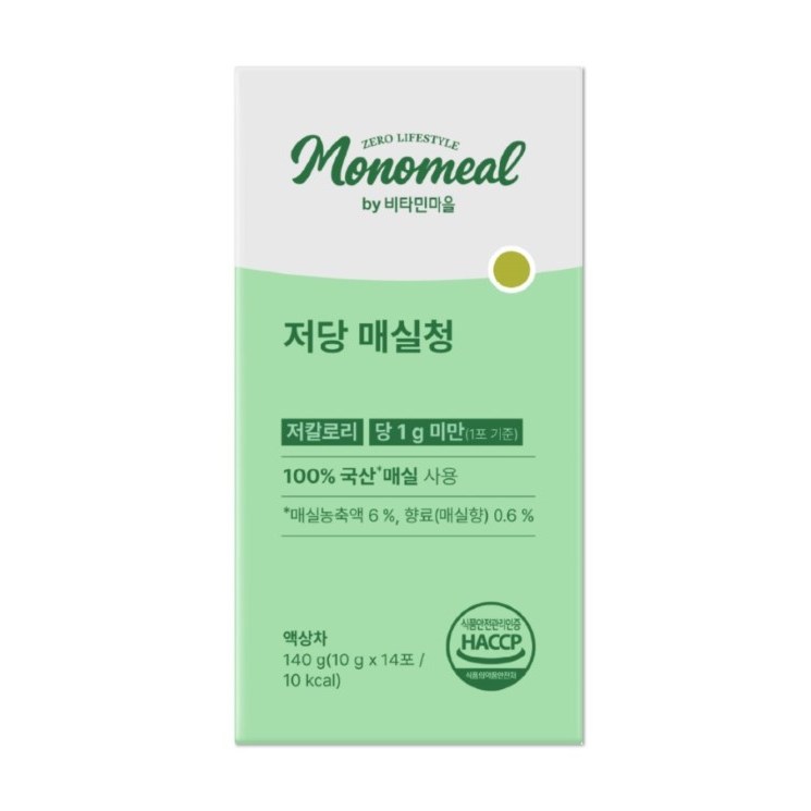 비타민마을 모노밀 100% 국산매실 저당 매실청 스틱 14포, 1개, 140g 10,900원