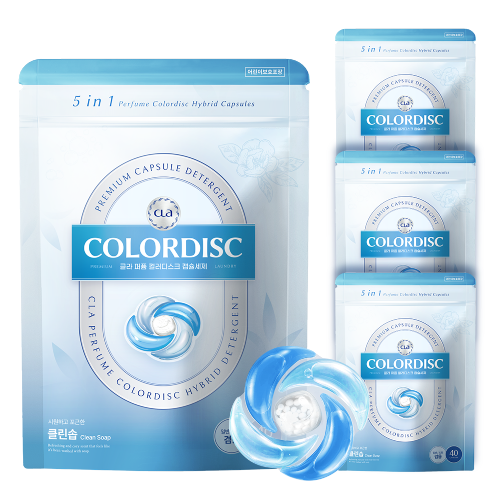 클라 컬러디스크 하이브리드 고농축 캡슐세제 클린솝, 4개, 40개입 42,800원