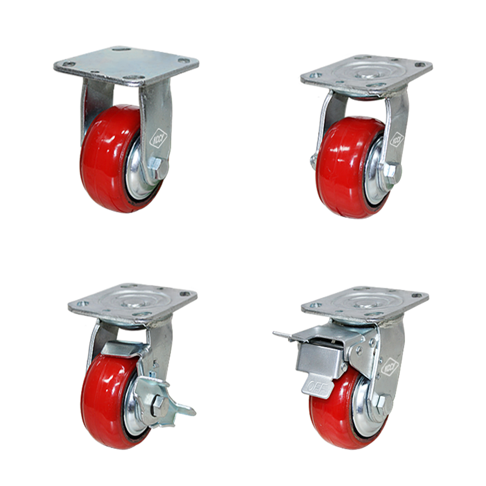 우레탄바퀴 4인치 중량 적색 대차바퀴 고급형 밑판100*114 바퀴폭48 볼베어링타입 12,640원