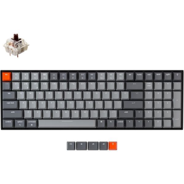 Keychron K4 96% 레이아웃 100 키 무선 블루투스 5.1/유선 USB 기계식 게이밍 키보드, Gateron G Pro Brown 스위치, Mac Windows PC 224,700원
