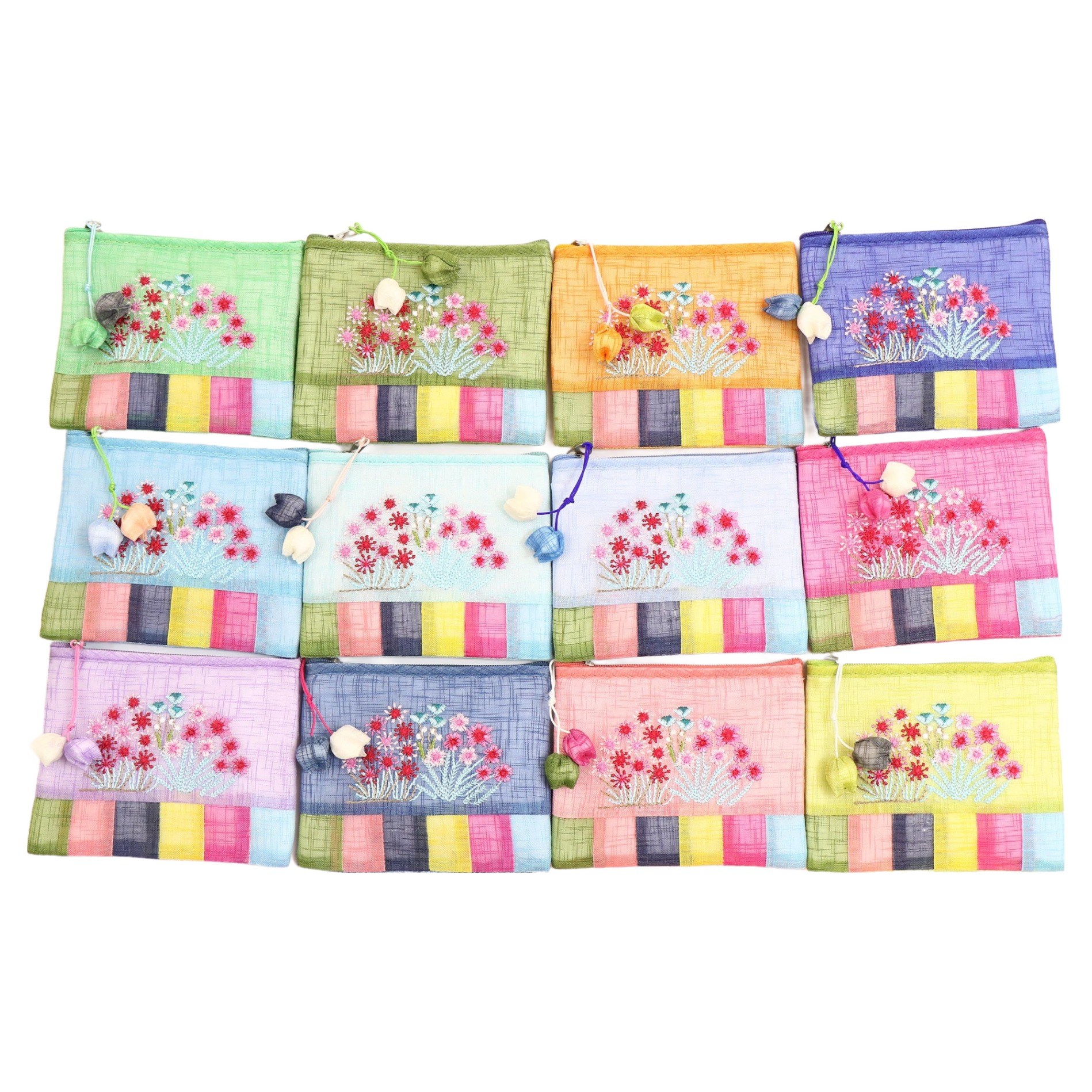 봉봉러브 전통 고급 모시 꽃자수 사각 동전지갑 10,000원