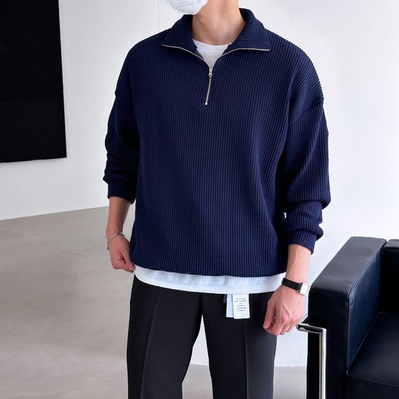 이브클로젯 남성용 골지 오버핏 반집업 긴팔 니트 맨투맨 6320-1 28,800원