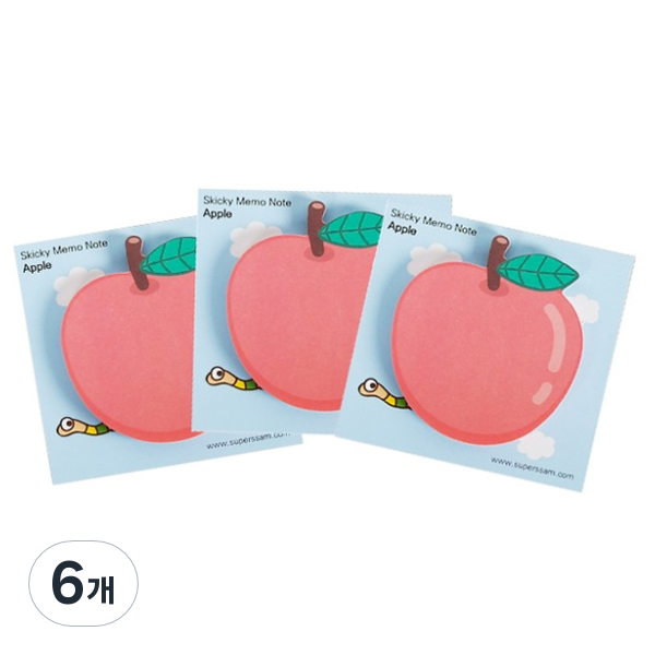 슈퍼쌤 모양 점착 메모지, 사과, 50매, 6개 14,640원