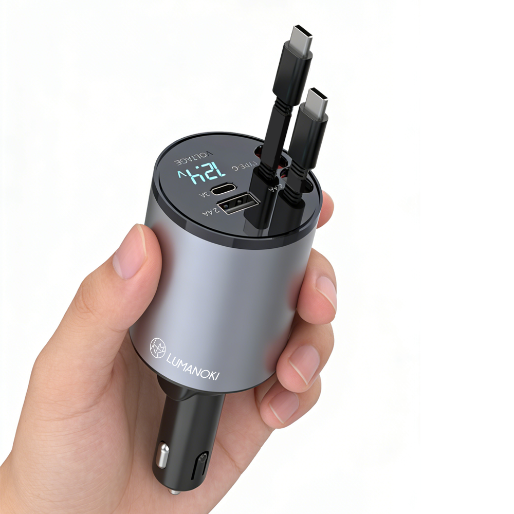 LUMANOKI 100W 4구 릴타입 차량용 고속충전기, 미니 C -Type+C -Type 22,800원