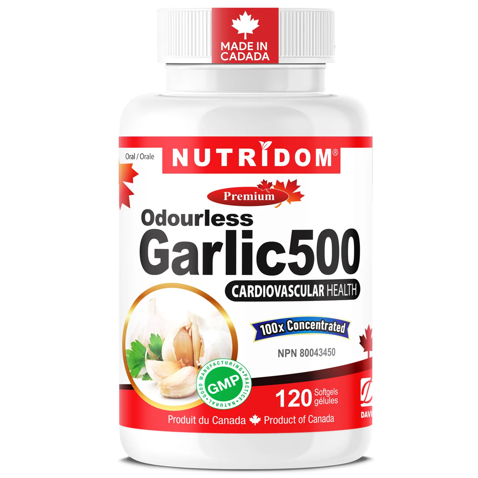 뉴트리돔 캐나다 무향 갈릭 500 100배 고농축 마늘추출물 Odorless Garlic 120소프트젤 21,300원