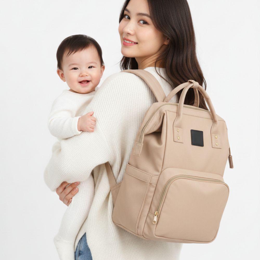 레브리 기저귀가방 백팩 초경량 유모차 방수 대용량 베이지 보냉백 27,800원