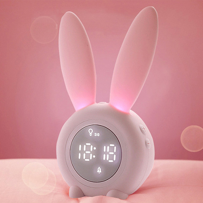 어린이날선물-베터라인 공식 귀여운 실리콘 토끼 LED 무소음 탁상 알람시계 무드등 졸업 입학 새해 신년 설 선물, 핑크 29,800원