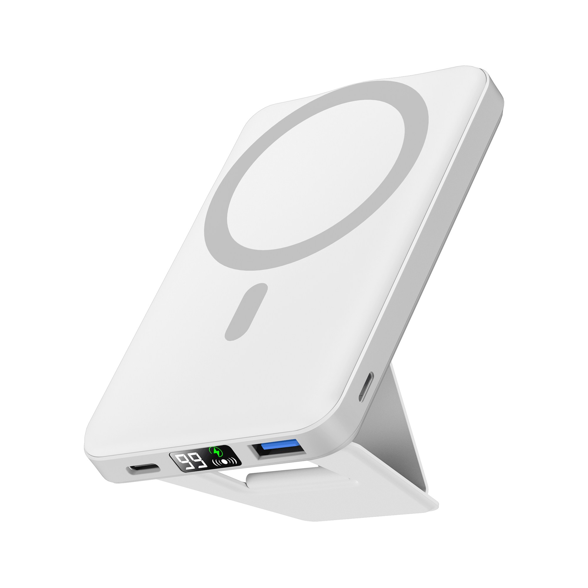 Podoru 맥세이프 무선 10000mAh 고속충전 PD22.5W 보조배터리 대용량 QC3.0 휴대용 거치대, 화이트, KT-D009, 현재가 32,800원