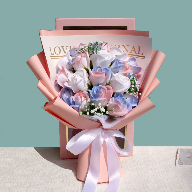 ONAKY 졸업식 장미 비누 꽃다발 + 선물상자 시들지 않는 졸업 선물, 핑크색 14,500원