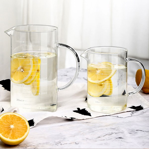 [Y+1] 누들 내열강화유리 계량컵 비커 전자렌지용기 500ml + 1000ml 세트 12,900원