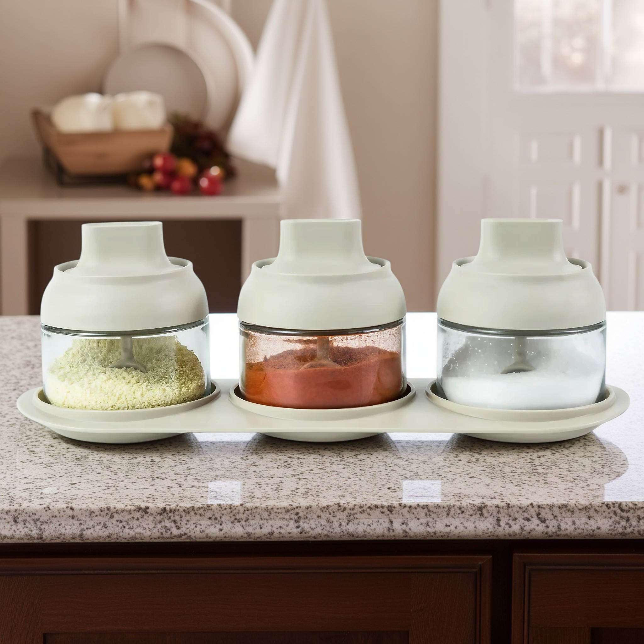 피라모니 일체형스푼 밀폐 유리 조미료통 양념통 세트, 3개, 300ml 13,800원