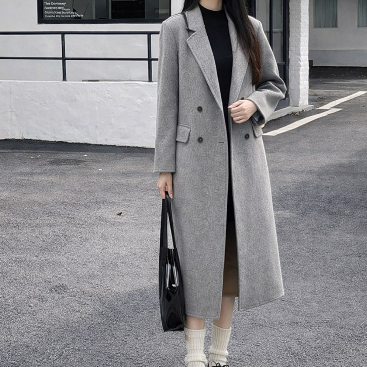 헤어감 롱코트 / 더블버튼 일자핏 클래식 여성 롱 코트 95,000원