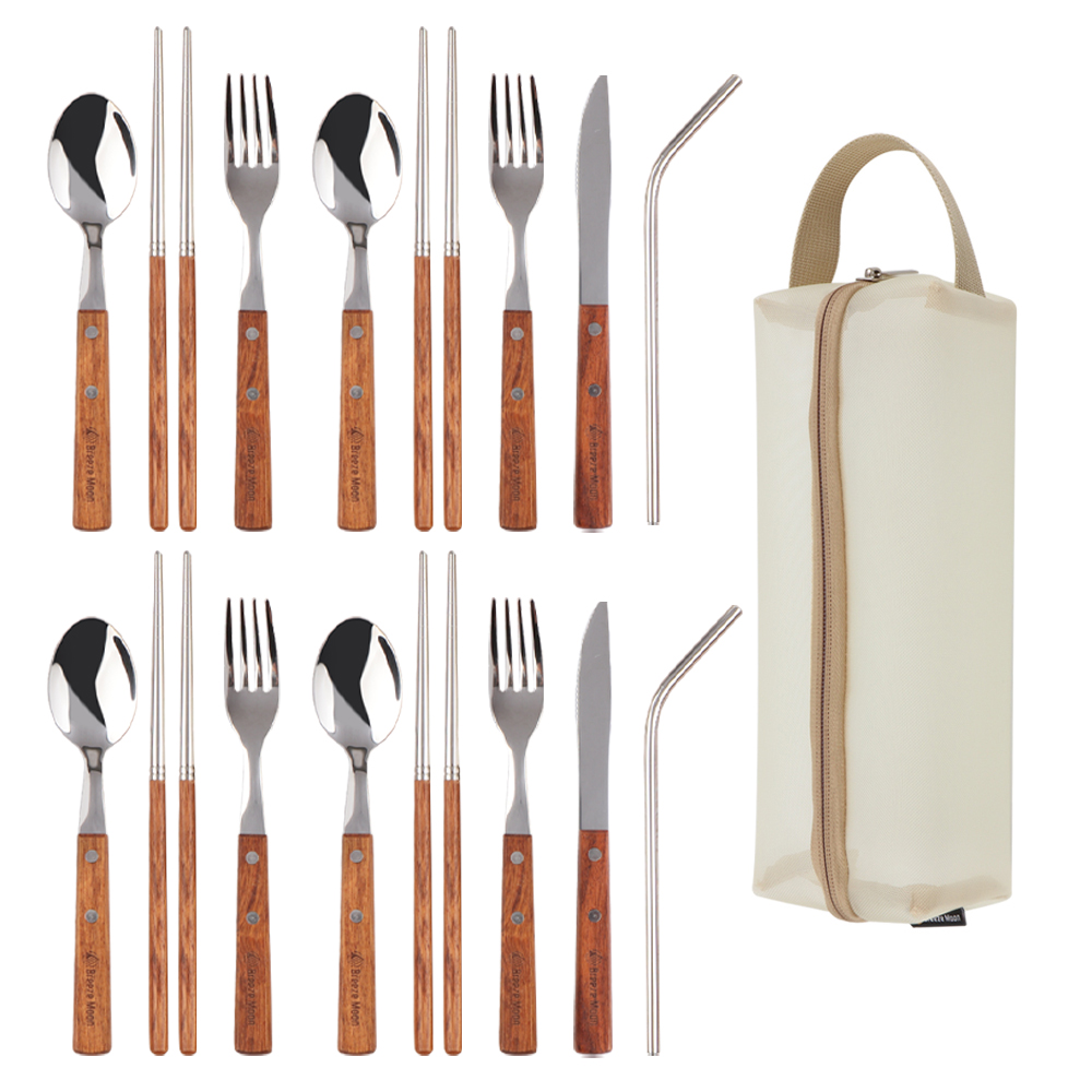 브리즈문 우드 커트러리 4인용 + 보관파우치 28,800원