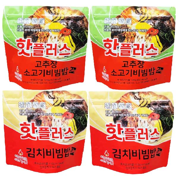 핫플러스 발열 전투식량 비빔밥 4개세트 (고추장소고기 2개 + 김치비빔밥 2개), 460g, 1세트 20,100원