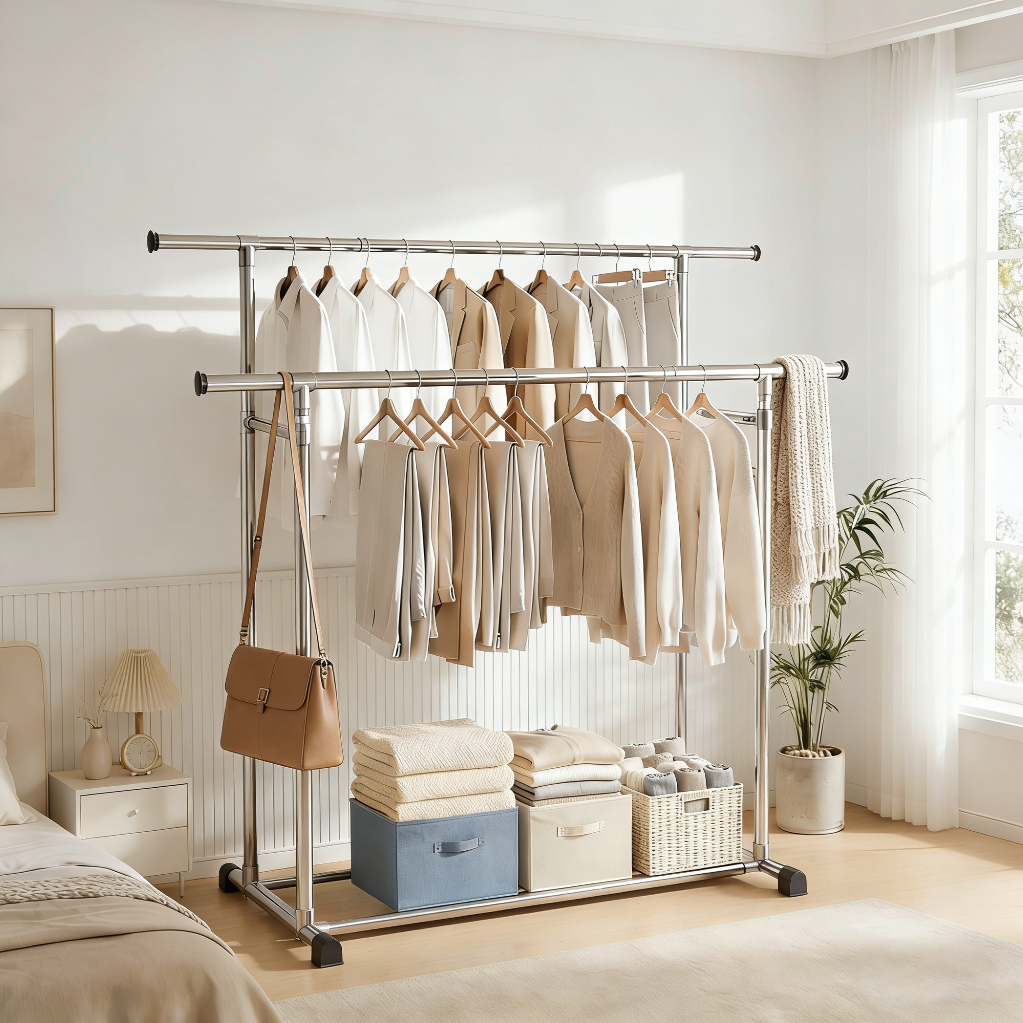 한원 튼튼한 2단 스탠드 더블 옷걸이 행거 29,940원