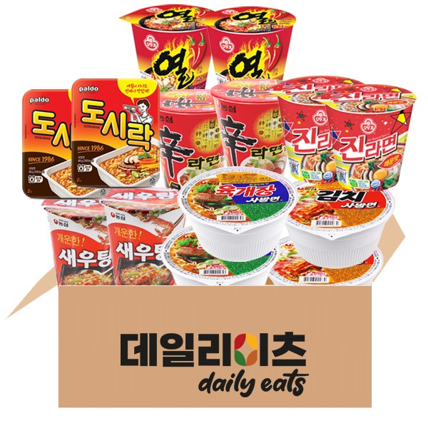 [데일리이츠] 소컵라면 7종 14개입 (육개장사발면 2개+김치사발면 2개+팔도도시락 2개+신라면소컵 2개+새우탕소컵 2개+진라면매운맛소컵2개+열라면소컵 2개) 19,800원
