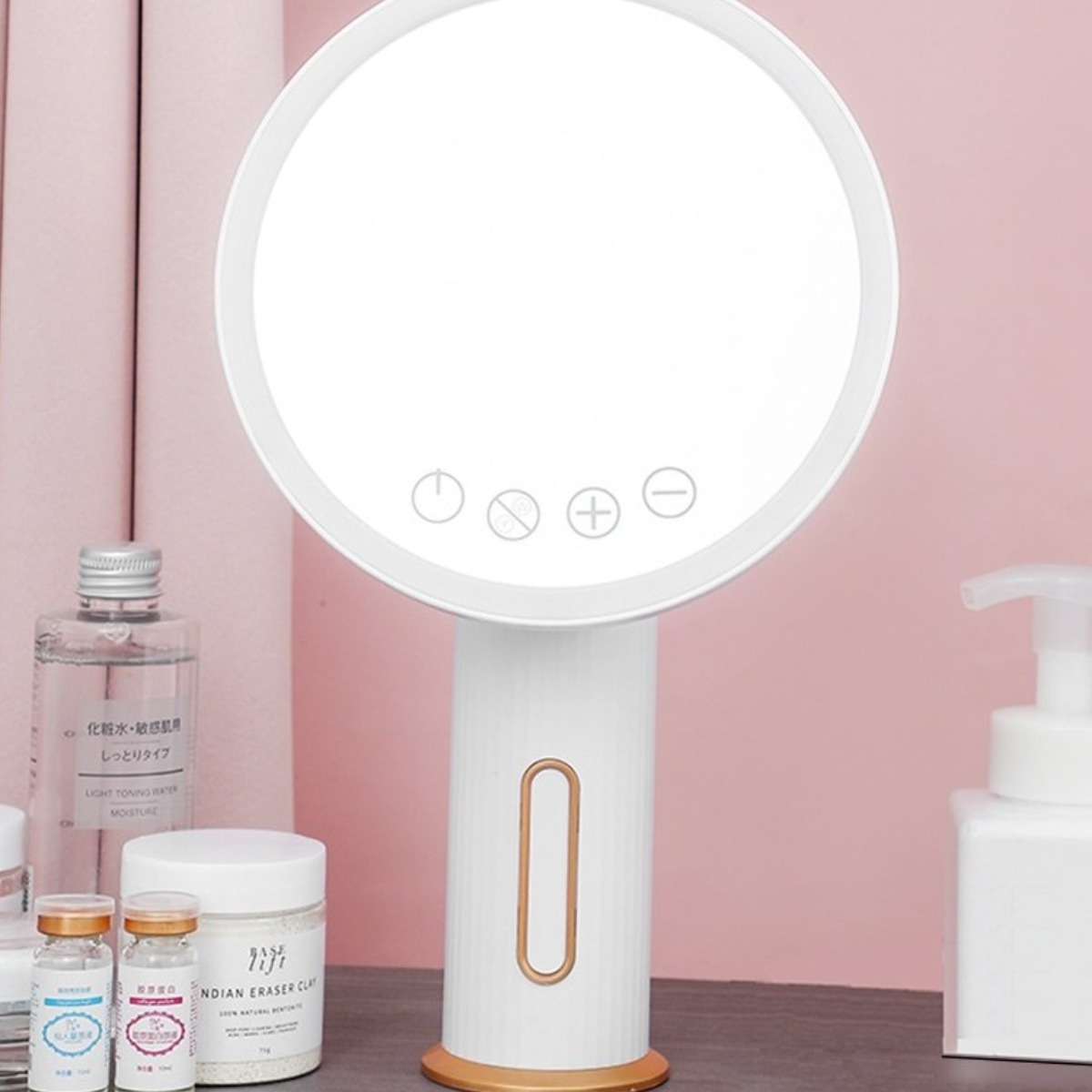 TN77 LED무선 충전식 4개버튼 19CM 메이크업 탁상 화장 거울, 화이트 26,360원