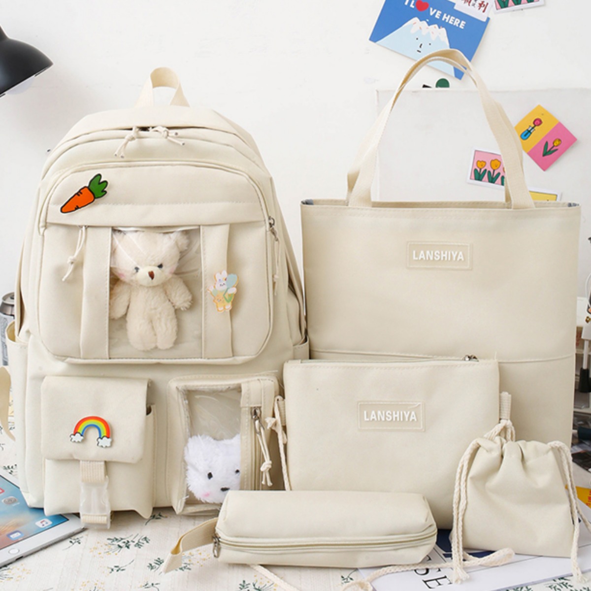 TAOMI 러블리 백팩 4종 세트 + 인형 TM2512 25,800원