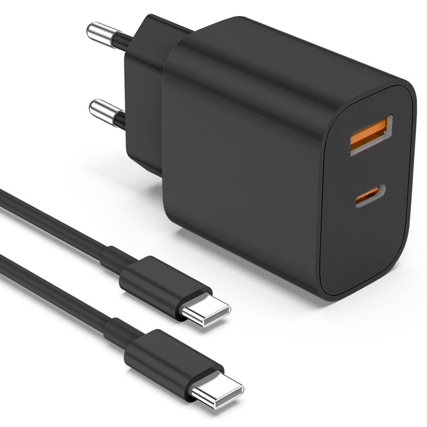 아이폰/삼성 전용 고속 충전기 40w 2포트 USB +C타입 (60W C to C 고속 케이블 2m 포함), 1세트, 블랙 15,000원