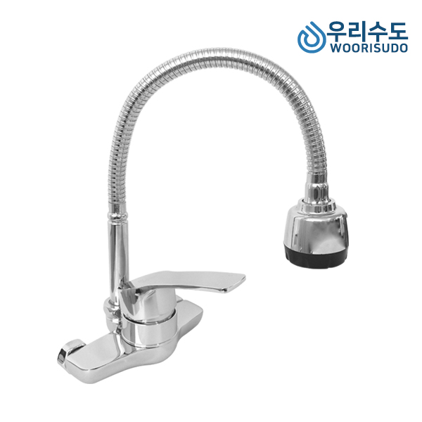 우리수도 싱크대 Queen 코브라 벽붙이 주방수전 수도꼭지, 1개 42,500원