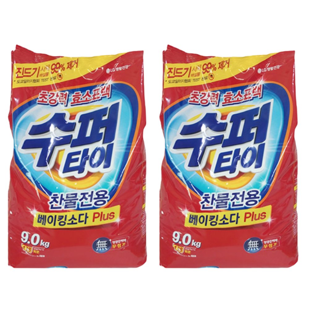 LG생활건강 수퍼타이 베이킹소다 플러스 리필 9kg 2개 찬물전용 대용량 1box 43,380원