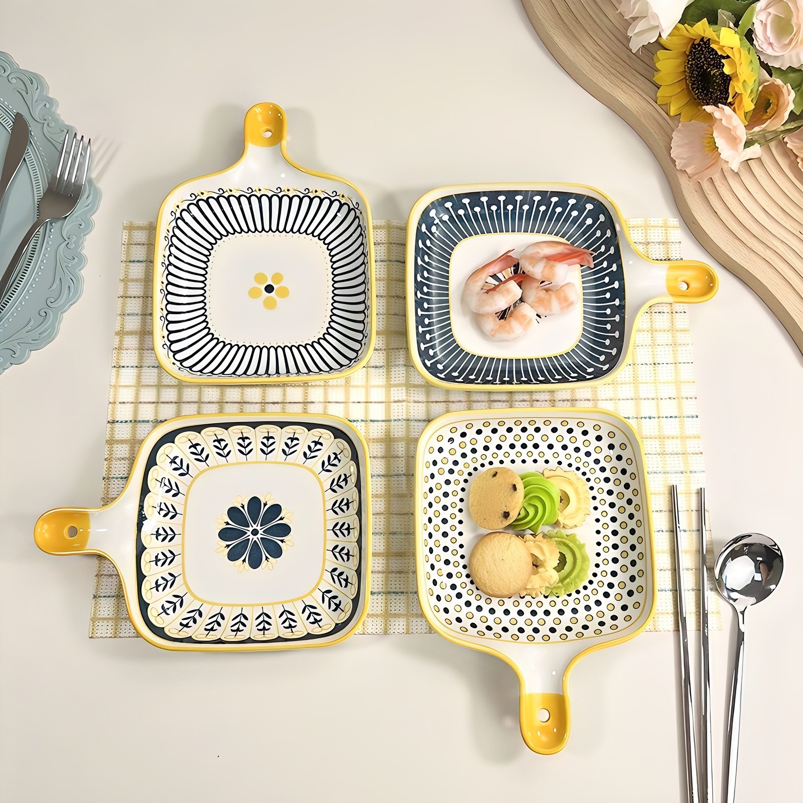 BLOWFISHFUGU 북유럽풍접시 도자기 손잡이 앞접시2p/4p 스테이크접시 홈식기 세트 14,990원