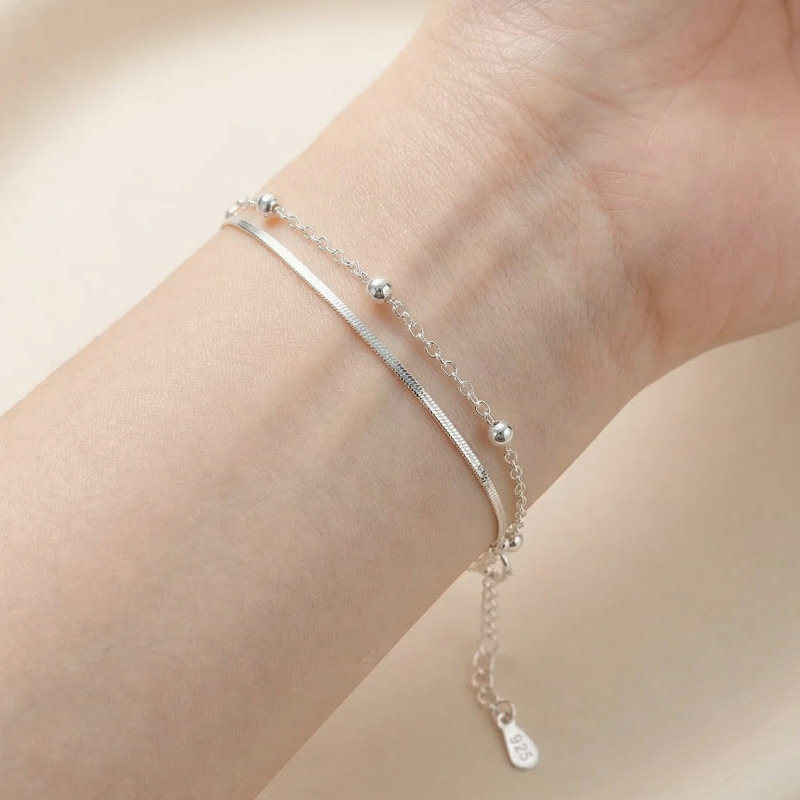 하루랩 925 실버팔찌 은 두줄 은볼 팔찌 9,900원