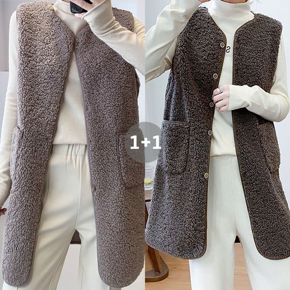 [1+1][3컬러] 뽀글 양털 스웨이드 롱베스트 29,900원