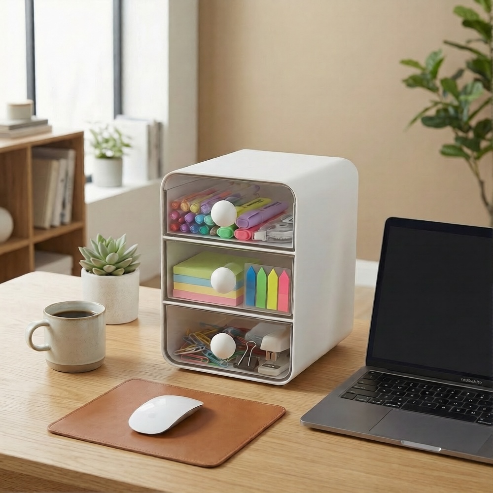 노브픽즈 미니수납함 다용도정리함 화장품수납함, 3단, 프리미엄 화이트 10,000원
