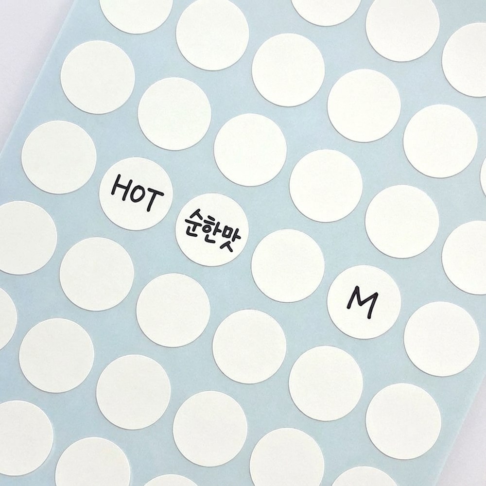 대용량 방수 무지스티커/NO인쇄/원형 미니(1080개), 1세트, 1개입, 화이트 2,900원
