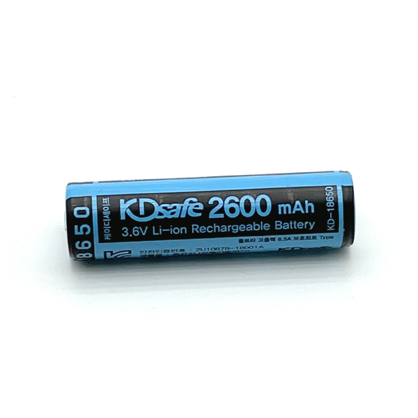 KDsafe 정품 18650 리튬이온 배터리 건전지 충전지 6A 고출력 2600mAh, 1개, 1개입 3,490원