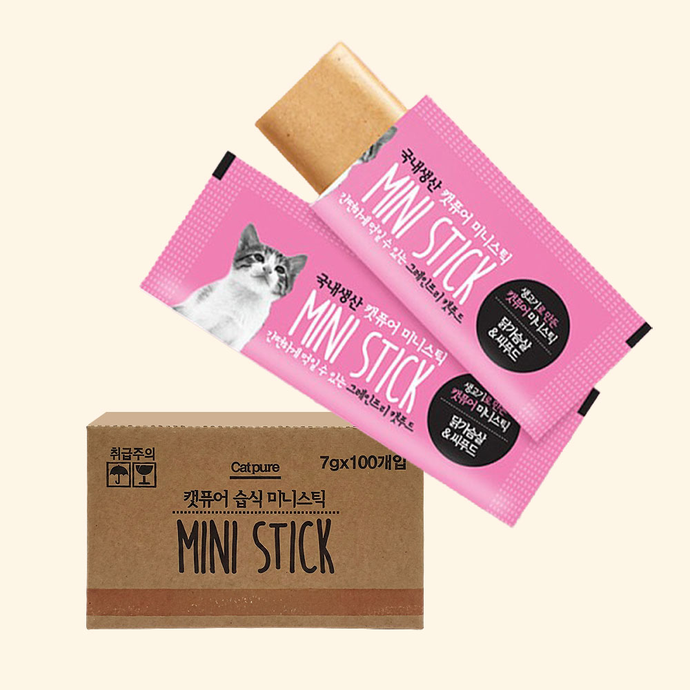 캣퓨어 미니스틱 콤보 4종 세트 대용량 고양이 간식, 300개, 7g, 닭가슴살+시푸드 83,200원