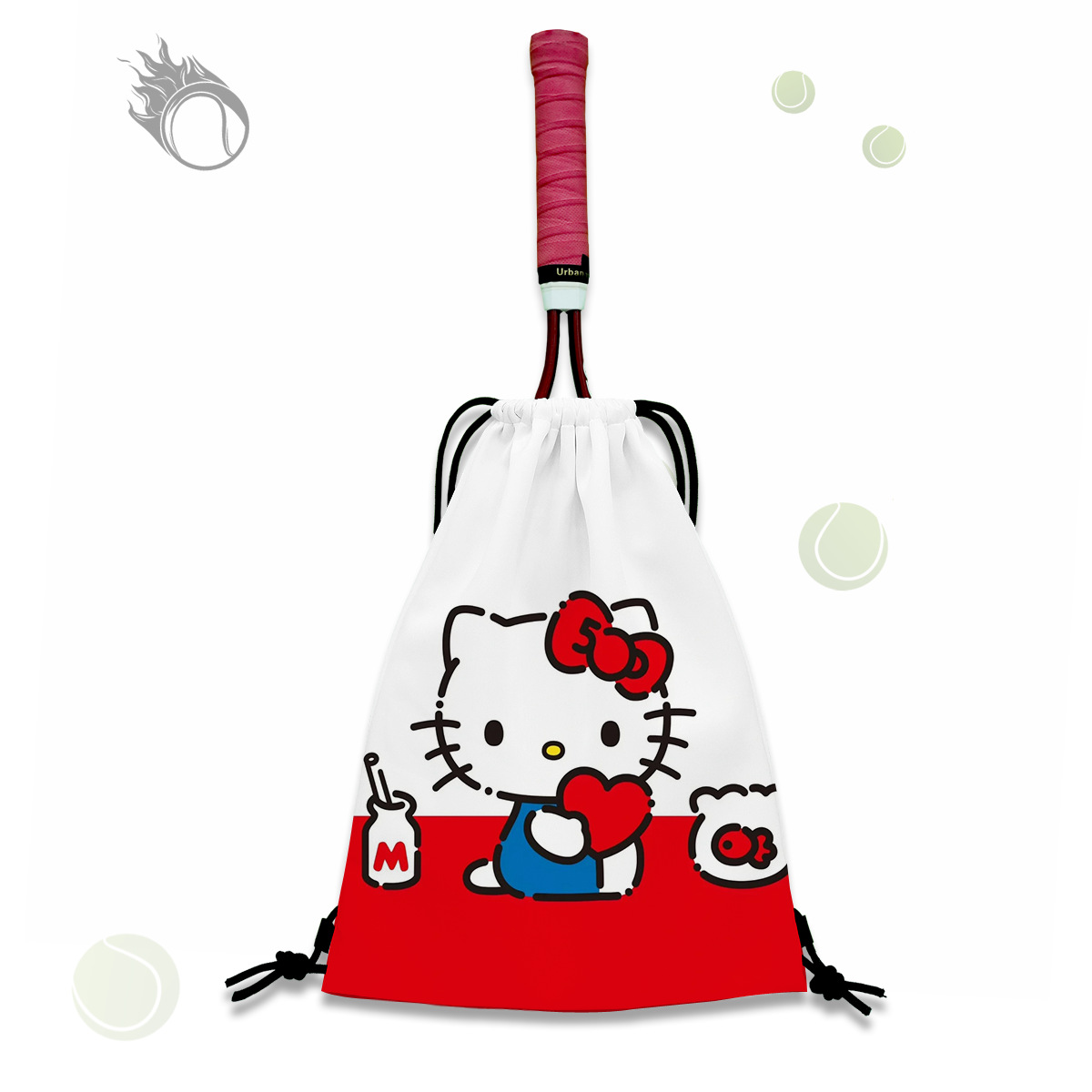 산리오 테니스 가방 여성용 테니스 백팩 대용량 휴대용 테니스 라켓 가방 테니스 라켓 수납 가방, 헬로키티, 1개 18,900원