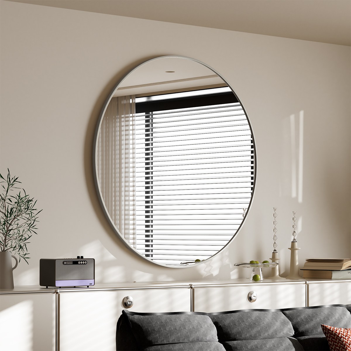 뷰티피크 화장대 거울 원형 벽걸이형 욕실거울 50/60/75, 실버75cm 69,990원