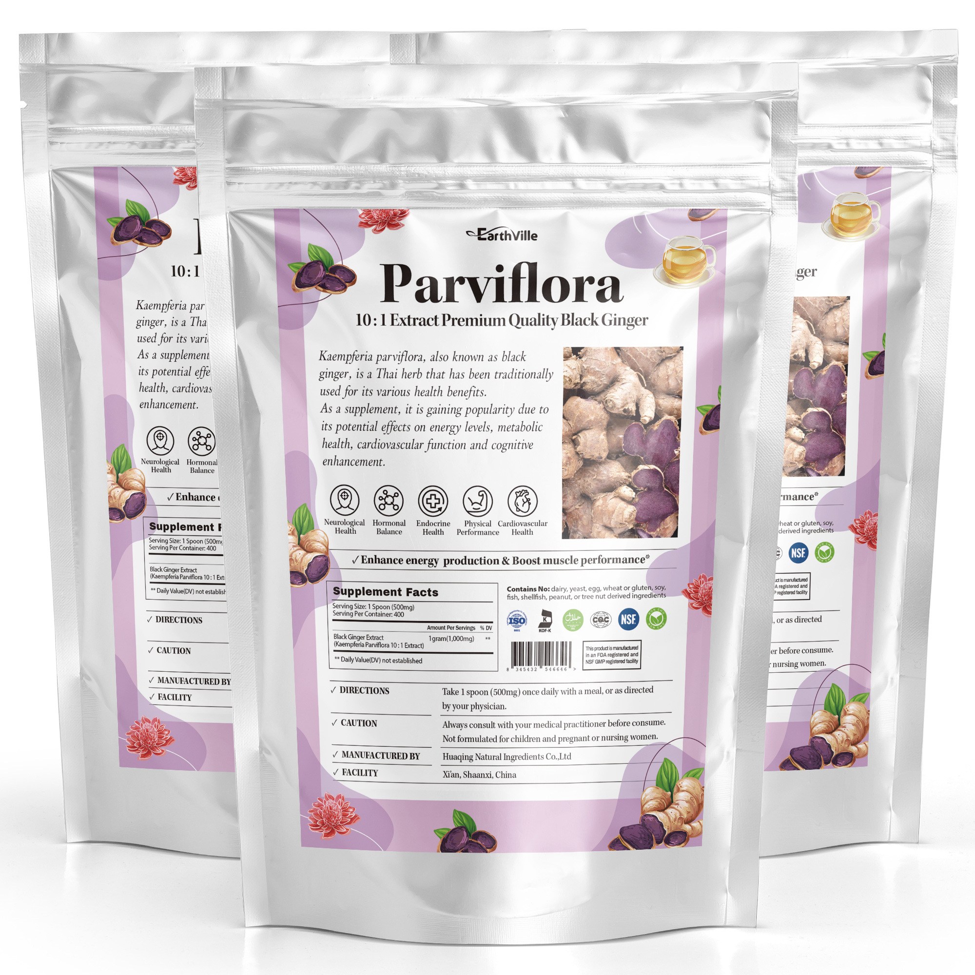 어스빌 파비플로라 벌크 100% 흑생강 대용량 추출물 가루 분말, 200g, 3개 98,700원