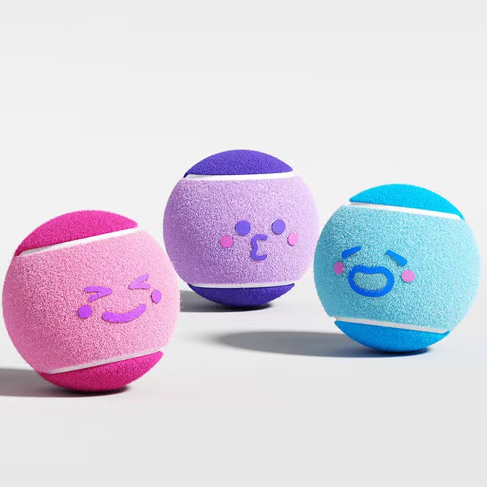 드림계곡 이모티콘 테니스공 장난감 강아지 공 3P, 1개, 세 가지 표정 8,500원
