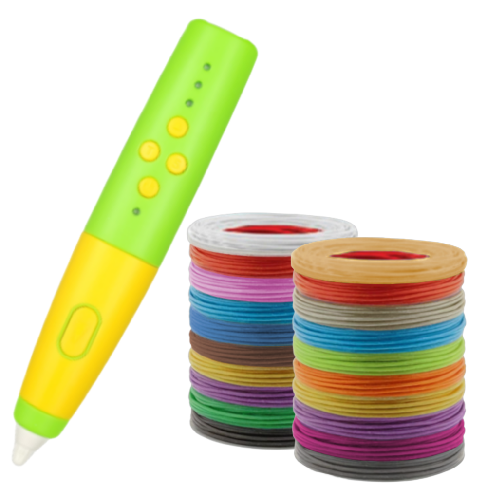 마루미르 프리투 3D펜 무선 저온 동작 PCL필라멘트 사용, 녹색/노랑, 5m20종 패키지 49,400원