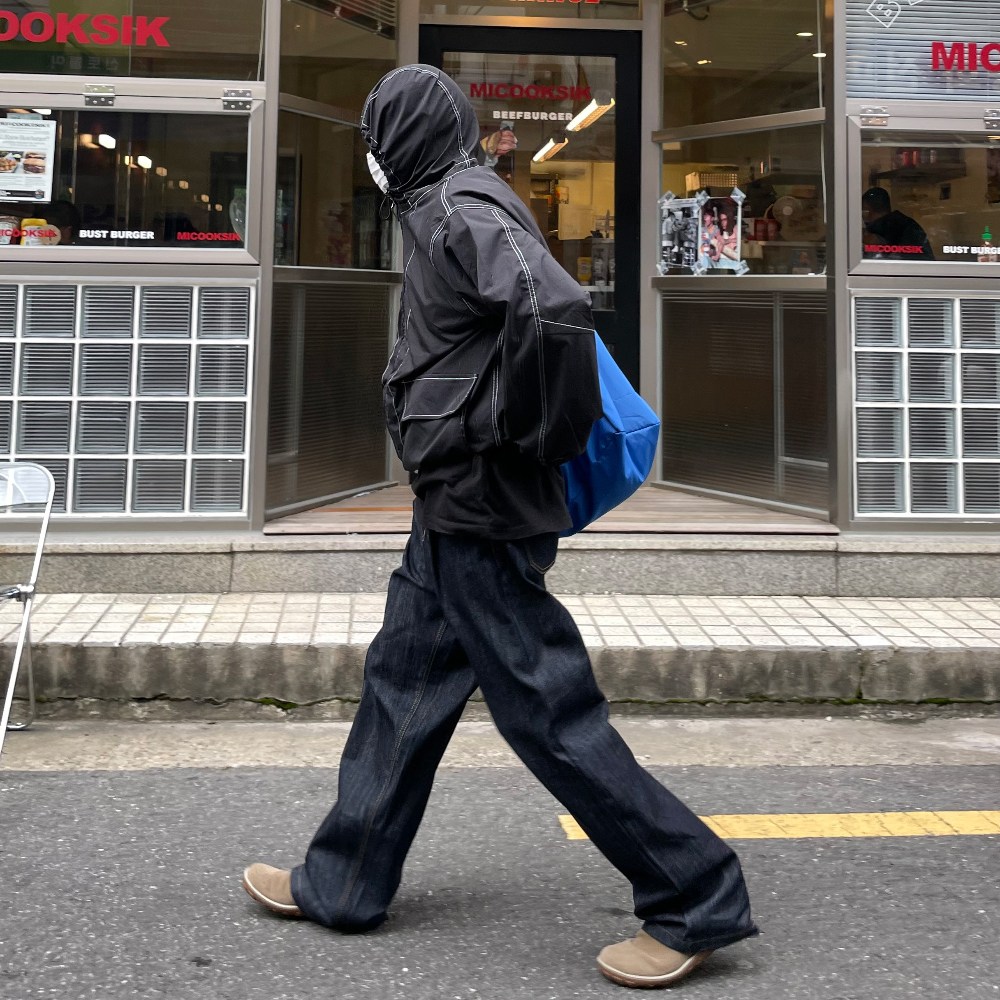 르위 데님 생지 와이드 원턱 팬츠 청바지 벌룬 사계절 긴바지 42,000원