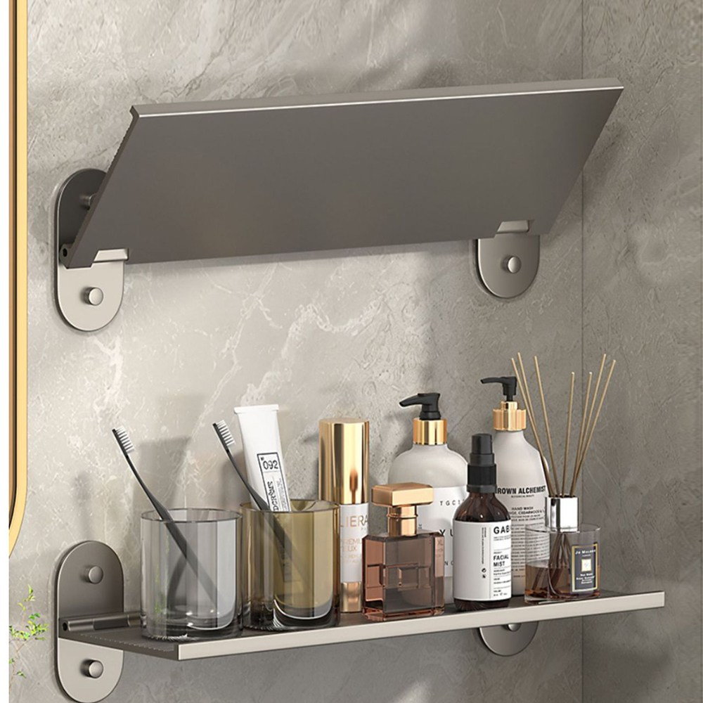 후암마켓 슬림 알루미늄 폴딩 선반 무타공 욕실 정리 선반, 1개, 다크실버 15,800원
