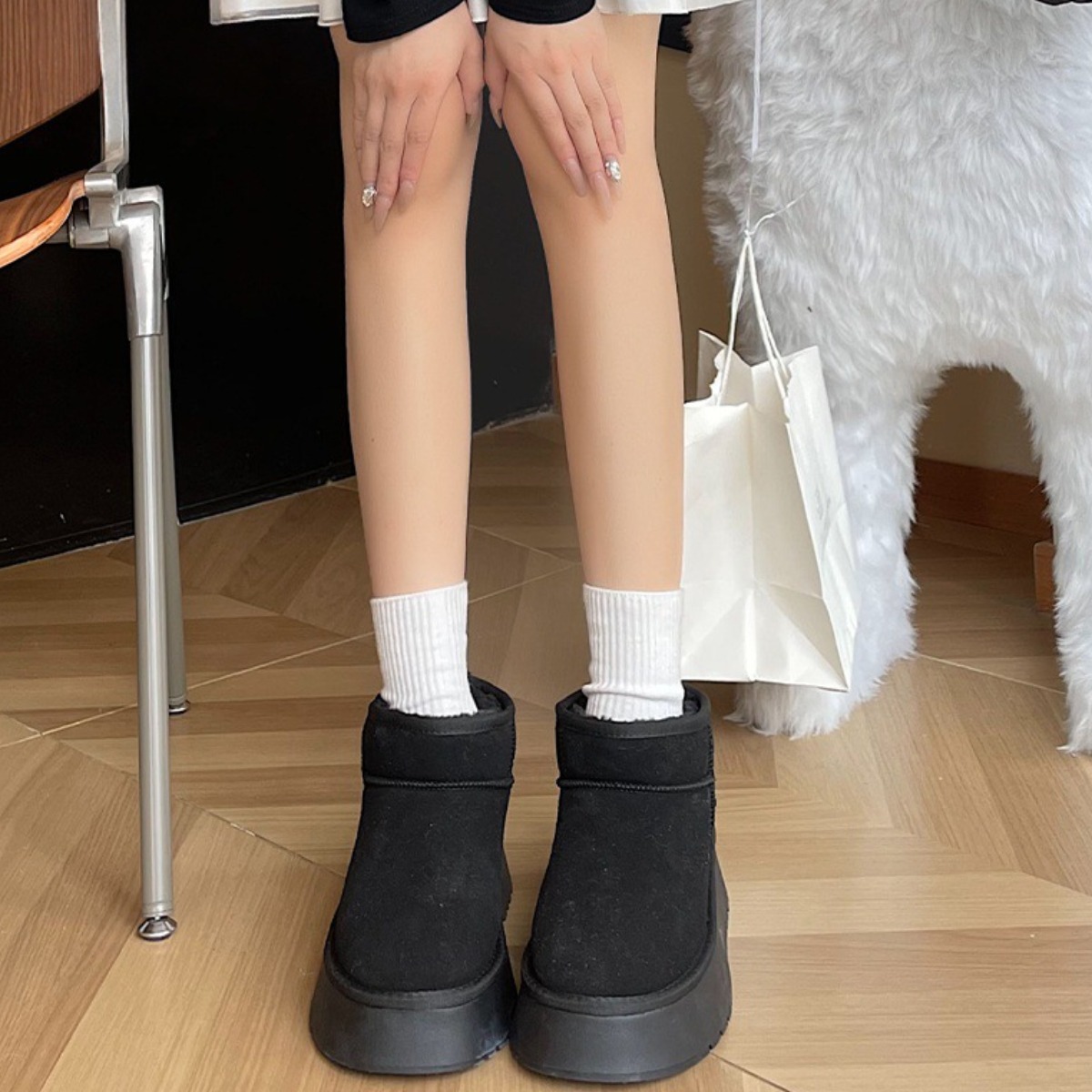 아이마이미마인 겨울 통굽 털 안감 방한 4cm 여성 털부츠 7,900원